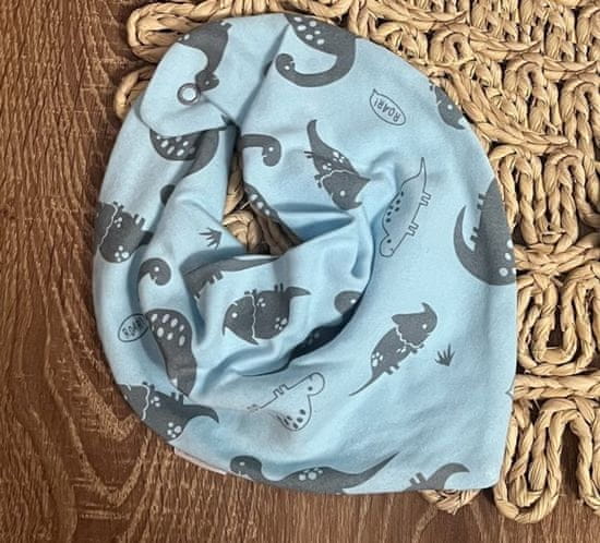 Mamatti Dětský bavlněný šátek na krk Mamatti, Dino park - modrá s potiskem