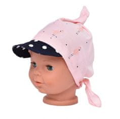 Baby Nellys Dětský bavlněný šátek s kšiltem na zavazování, Baby Nellys Plameňák, růžový, 68/86
