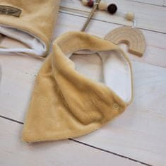 Z&Z Zimní dvouvrstvá čepice na zavazování s bambulí z kožešinky + šátek Z&Z, béžová