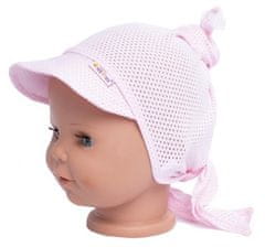 Baby Nellys Dětský síťkovaný šátek s kšiltem na zavazování Uzlík Baby Nellys, růžový