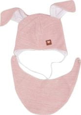 Z&Z Z&Z Dvouvrstvá pletená čepice na zavazování s šátkem 2v1, Zajíček - růžová, vel. 80