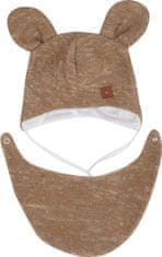 Z&Z Z&Z Dvouvrstvá pletená čepice na zavazování s šátkem 2v1, Méďa - hnědá, vel. 62