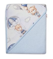 Baby Nellys Dětská termoosuška s kapucí Baby Nellys, Létající zvířátka, 100 x 100 cm, modrá