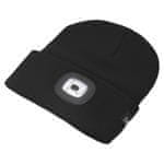 Cattara LED čelovka čiapka BLACK s LED svietidlom USB nabíjanie