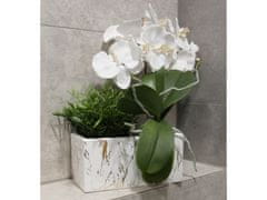 sarcia.eu Keramický kvetináč, bielo-zlatý kvetináč z mramoru 26,5x13,5x12,5 cm 