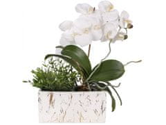 sarcia.eu Keramický kvetináč, bielo-zlatý kvetináč z mramoru 26,5x13,5x12,5 cm 