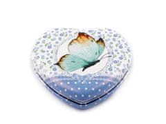 Kozmetické zrkadlo srdca s motýľom - modrá
