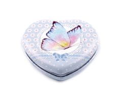 Kozmetické zrkadlo srdca s motýľom - modrá svetlá