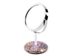 Kozmetické zrkadlo stolové mandaly s brúsenými kamienkami - fialová lila