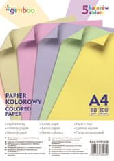 Farebné papiere A4 - zložka 100 listov, 5 pastelových farieb