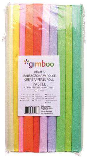 Gimboo Krepový papier - rolka 25 x 200 cm, mix pastelových farieb, 10 ks