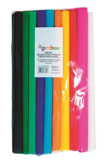 Gimboo Krepový papier - rolka 25 x 200 cm, mix farieb, 10 ks