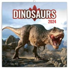 Kalendár 2024 poznámkový: Dinosaury, 30 × 30 cm