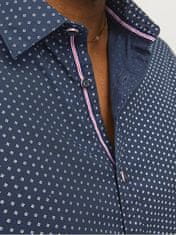 Jack&Jones Plus Pánska košeľa JJPLAIN Slim Fit 12254851 Navy Blazer (Veľkosť 7XL)