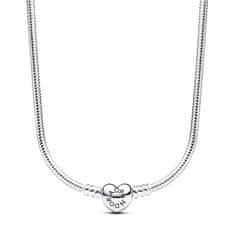 Pandora Strieborný náhrdelník so srdiečkovým zapínaním Moments 393091C00-45