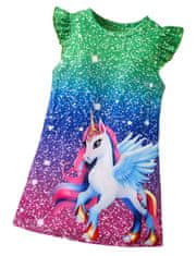EXCELLENT Zeleno-modré letné šaty veľkosť 116 - Unicorn Pegasus