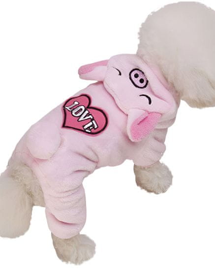 EXCELLENT Plyšový obleček pre psa veľkosť S - Ružové prasiatko