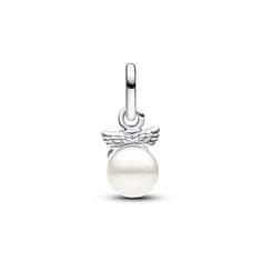 Pandora Strieborný mini prívesok Anjelik s perlou ME 793108C01