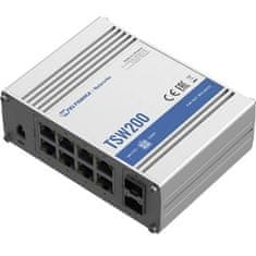 Teltonika PoE+ Unmanaged Switch 8, 10/100/1000, 2x SFP ports - TSW200