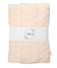 Baby Nellys Luxusná bavlnená pletená deka, dečka CUBE, 80 x 100 cm - ecru