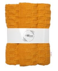Baby Nellys Luxusná bavlnená pletená deka, dečka CUBE, 80 x 100 cm - horčicová