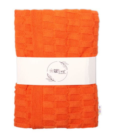 Baby Nellys Luxusná bavlnená pletená deka, dečka CUBE, 80 x 100 cm - orange