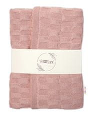 Baby Nellys Luxusná bavlnená pletená deka, dečka CUBE, 80 x 100 cm - pudrovo ružová