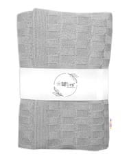 Baby Nellys Luxusná bavlnená pletená deka, dečka CUBE, 80 x 100 cm - sivá