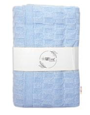 Baby Nellys Luxusná bavlnená pletená deka, dečka CUBE, 80 x 100 cm - sv. modrá