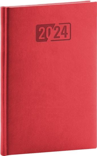 Diár 2024: Aprint - červený, týždenný, 15 × 21 cm
