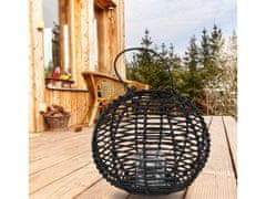 Gardena Čierna pletená záhradná lucerna so sklenenou vložkou 25x20 cm 