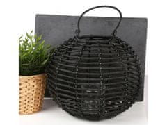 Gardena Čierna pletená záhradná lucerna so sklenenou vložkou 35x27 cm 