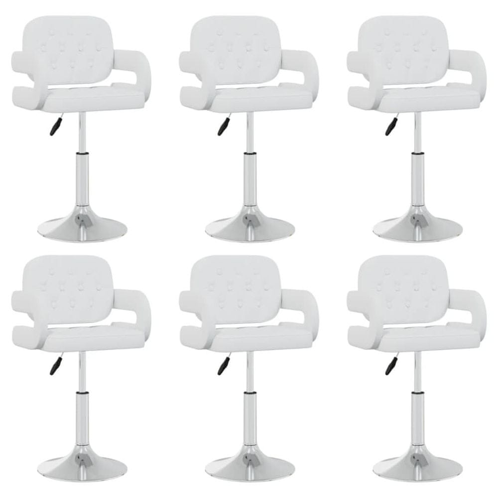 Vidaxl Otočné jedálenské stoličky 6 ks biele umelá koža