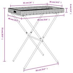 Petromila vidaXL Skladací stolík s podnosom hnedý 65x40x75 cm polyratan
