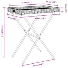Petromila vidaXL Skladací stolík s podnosom béžový 65x40x75 cm polyratan