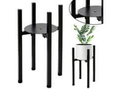 GARDEN LINE Čierny kovový stojan/držiak na kvetináč 20-30,5x38 cm 