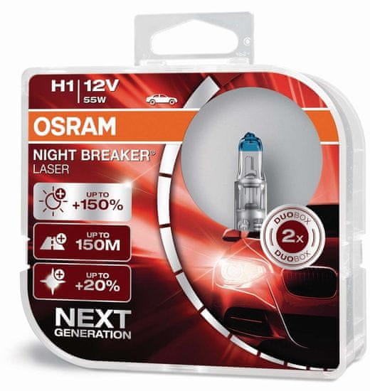Osram OSRAM H1 Night breaker LASER plus 150% 64150NL-HCB 55W 12V duobox