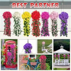 Netscroll Umelo kvetinové visiace kvety, umelé visiace kvety s prírodným vzhľadom na vonkajšie alebo vnútorné použitie, na terasu, záhradu, balkón, svadby, oslavy, chodbu, 80cm, červenej farby, HangingFlowers.