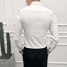 Košeľa, ktorá sa nekrčí – pánska elastická nekrčivá košeľa – biela, S/M | BRILLSHIRT