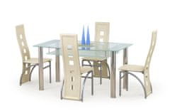 Halmar Sklenený jedálenský stôl Cristal - mliečne sklo / priehľadné sklo / nerez