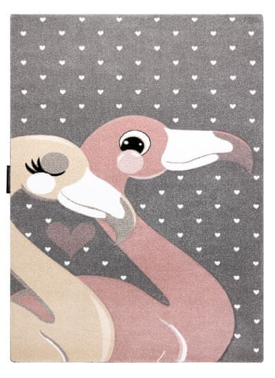 Dywany Łuszczów Detský kusový koberec Petit Flamingos hearts grey