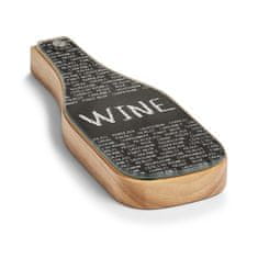Zeller Súprava na víno tvar fľaše, nerezová oceľ, drevo, sklo 10x27,8x3cm