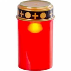 Autonar czech Kahanec s LED sviečkou červený, 12 cm MagicHome TG-10, na hrob, (súčasť balenia 2xAA)