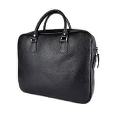 VegaLM Kožená pracovná cestovná taška v čiernej farbe