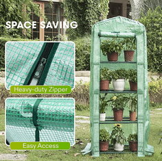 Blomster Zelený 4-poschodový záhradný plastový skleník 70x50x160 cm