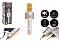 Teddies Mikrofón karaoke Bluetooth zlatý na batérie s USB káblom