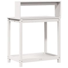 Vidaxl Stôl na presádzanie s policami biely 82,5x50x109,5 cm borovica
