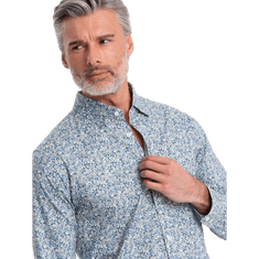 OMBRE Pánske tričko SLIM FIT s potlačou svetlomodré MDN124793 S