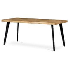 Autronic Moderný jedálenský stôl Jídelní stůl, 180x90x75 cm, MDF deska, 3D dekor divoký dub, kov, černý lak (HT-880 OAK)