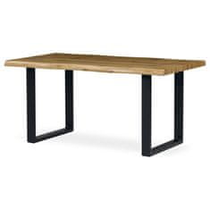 Autronic Moderní jídelní stůl Jídelní stůl, 160x90x77 cm, MDF deska, 3D dekor divoký dub, kov, černý lak (HT-865 OAK)